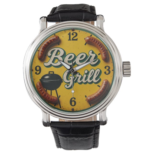 Relógio Vintage bar Beer grill retro BBQ  (Frente)