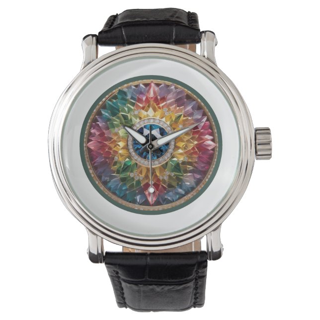 Relógio Vintage Black Leather Strap do Clássico masculino (Frente)