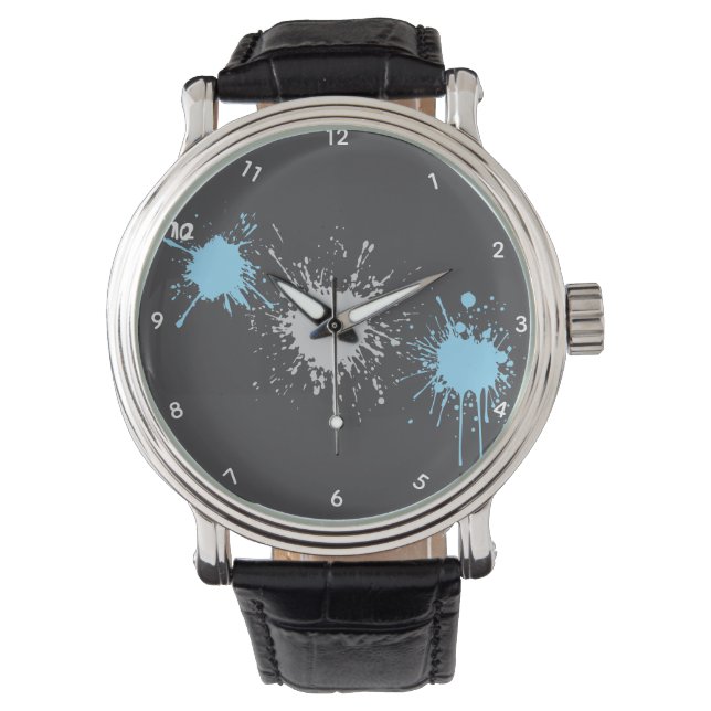 Relógio Vintage Black Leather Strap eWatch (Frente)