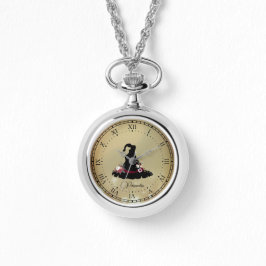 Relógio Vintage Black Witch Hat Dourado Stars NecklaceEwat