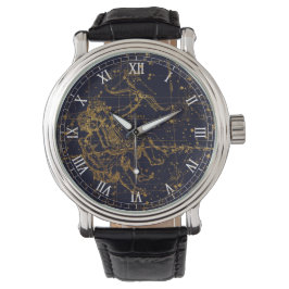 Relógio Vintage Blue Gemini Zodiac Constelação