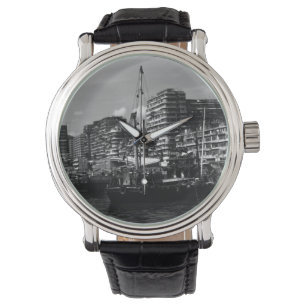 Relógio Vintage China: Rio das barcas domésticas de Hong 