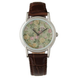 Relógio Vintage Country Weathered Floral Monogrammed