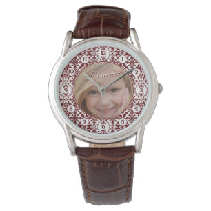Relógio Vintage Damask Photo & Monograma Watch