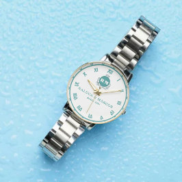 Relógio Vintage Floral Monogram Couple's Names & Initials