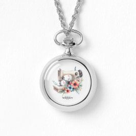 Relógio Vintage Floral Sewing Machine Monogramada Personal