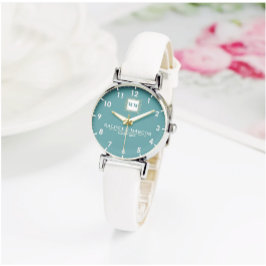 Relógio Vintage green boho monogram couple names