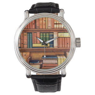Relógio Vintage Library Bookshelf Watch