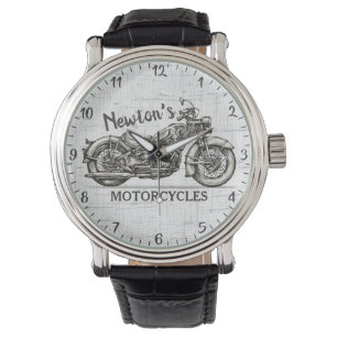 Relógio Vintage Motorcycle Personalized NAME Garage