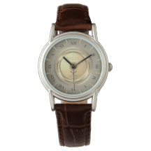 Vintage Ouro Numeração Romana Couro Marrom Persona