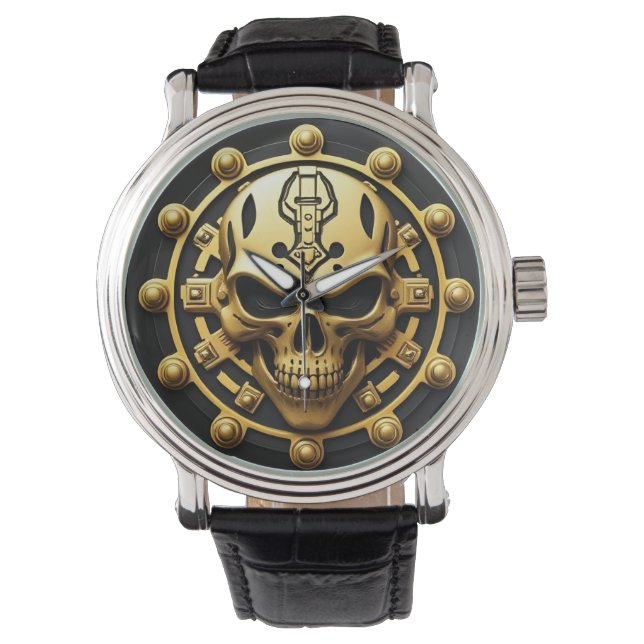 Relógio Vintage Ouro Skull 01 (Frente)