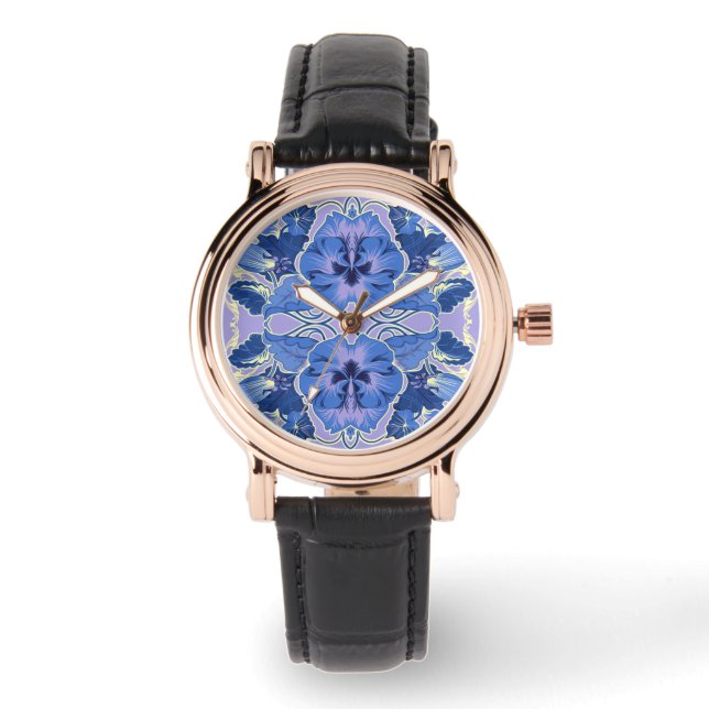 Relógio Vintage Periwinkle Floral Design eWatch Watch (Frente)