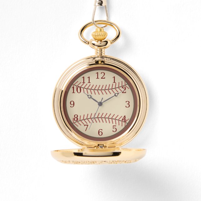 Relógio Vintage Red Baseball Pocket Watch (Frente)