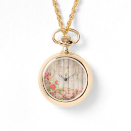 Relógio Vintage Rosas Rústicos Românticos Madeira