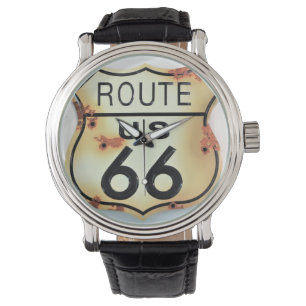 Relógio Vintage Route 66 Highway Road Sign