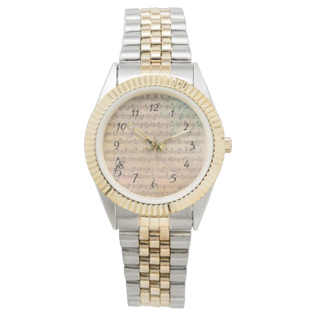 Relógio Vintage Sheet Music com Trombone (Frente)