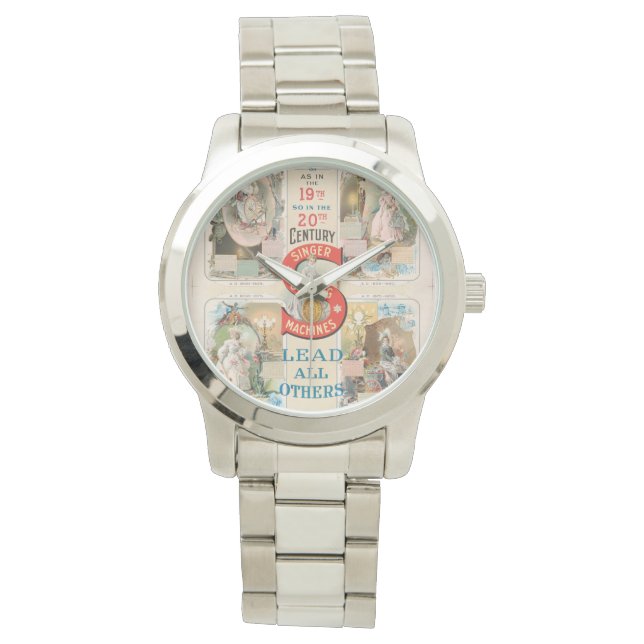 Relógio Vintage Singer Sewing Machine Ad (Frente)