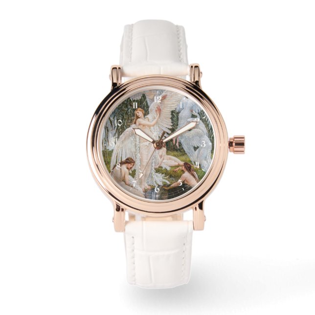 Relógio Vintage Swan Girls por W. Crane (Frente)