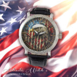 Relógio Vintage US Flag American Eagle<br><div class="desc">Imprima com elegância e patriotismo eterno com nossa Vintage US Flag American Eagle Watch. Este extraordinário relógio mostra uma design única de uma águia americana sobreposta a uma bandeira clássica dos EUA, simbolizando a força e a liberdade da nossa nação excelente. Feito com materiais duráveis e de alta qualidade, o...</div>