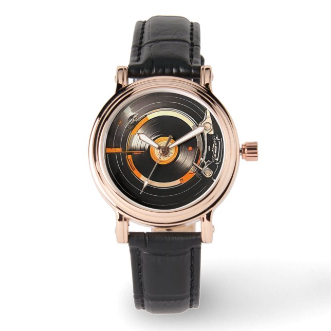 Relógio Vintage Vibes: Registro de Vinilo Retroativo (Frente)