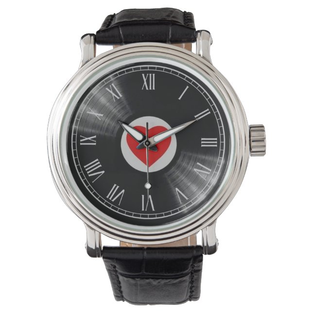 Relógio Vinyl record and music elements Watch (Frente)