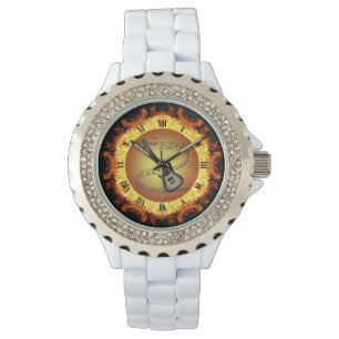 Relógio Violão Elétrico~Criação De Fogo #3~Do Crucivel