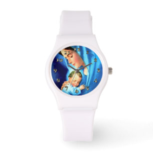 Relógio Virgem Abençoada Maria com Jesus bebê