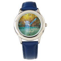 Visão de queda de Erawan Waterfall Tailândia