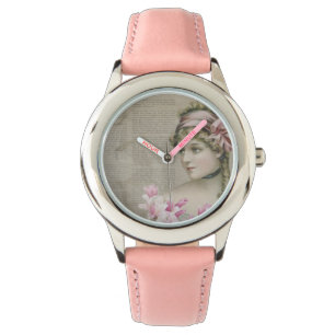 Relógio Vitoriana Steampunk Lady Pink Stainless Steel
