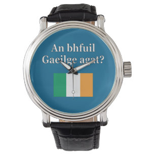 Relógio Você fala irlandês? Em irlandês. Sinalizador