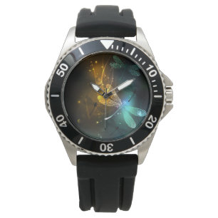 Relógio Voo luminoso verde de libélula