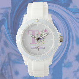 Relógio Watch in a Floral Design with Name & Initial