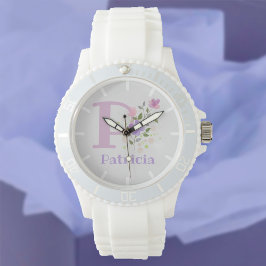 Relógio Watch in a Floral Design with Name & Initial