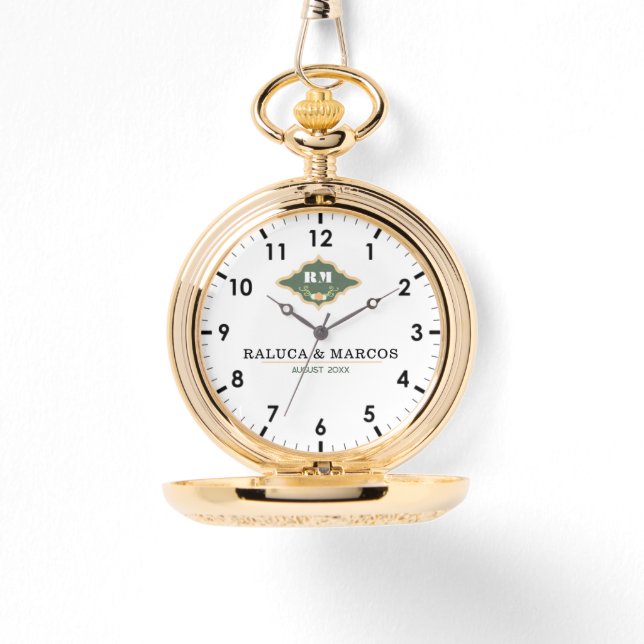 Relógio Wedding date couple name  (Frente)