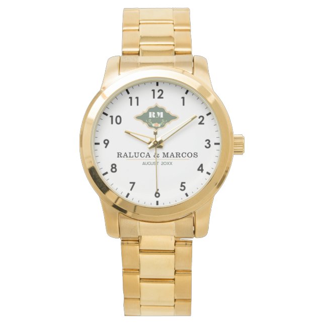 Relógio Wedding date couple name  (Frente)