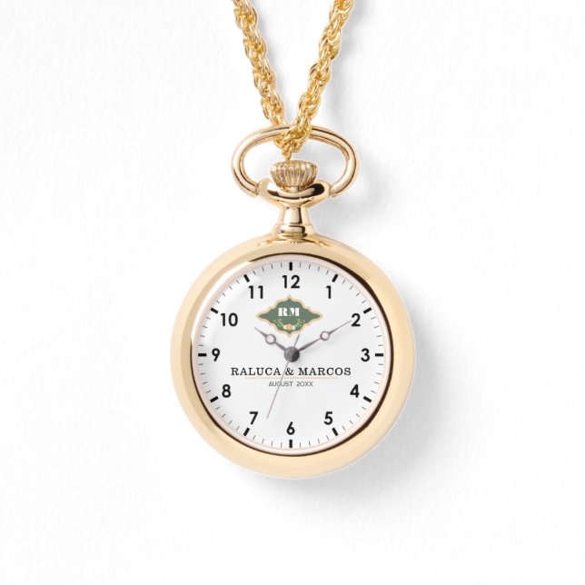 Relógio Wedding date couple name  (Frente)