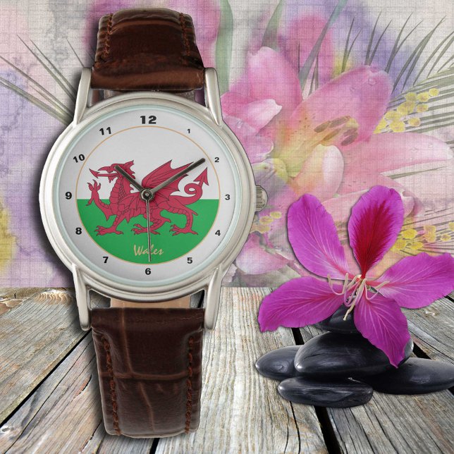 Relógio Welsh Flag Watch, Women Dragon fashion, Gales (Criador carregado)