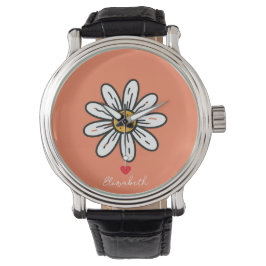 Relógio Whimsical Daisy Timepiece - Bright Floral Art