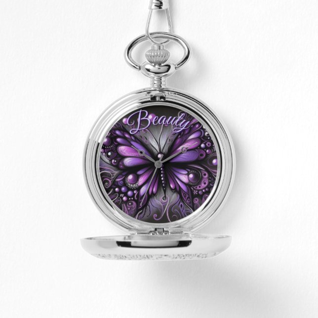 Relógio Whimsical Gothic Butterfly Purple Personalized (Frente)