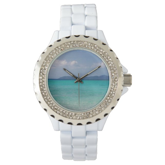 Relógio White Enamel Watch with Island Scene (Frente)