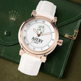 Relógio White Floral Monogram legant Luxury Gift