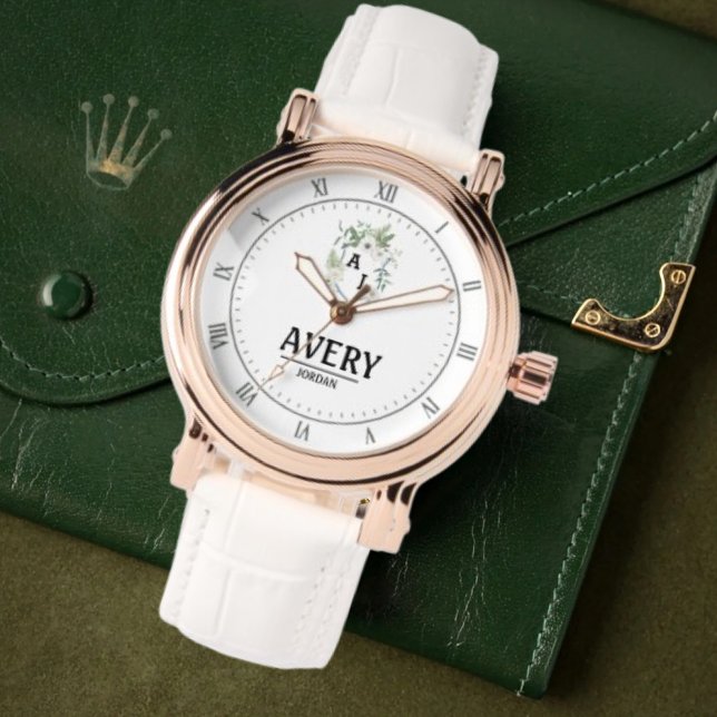Relógio White Floral Monogram legant Luxury Gift (Criador carregado)