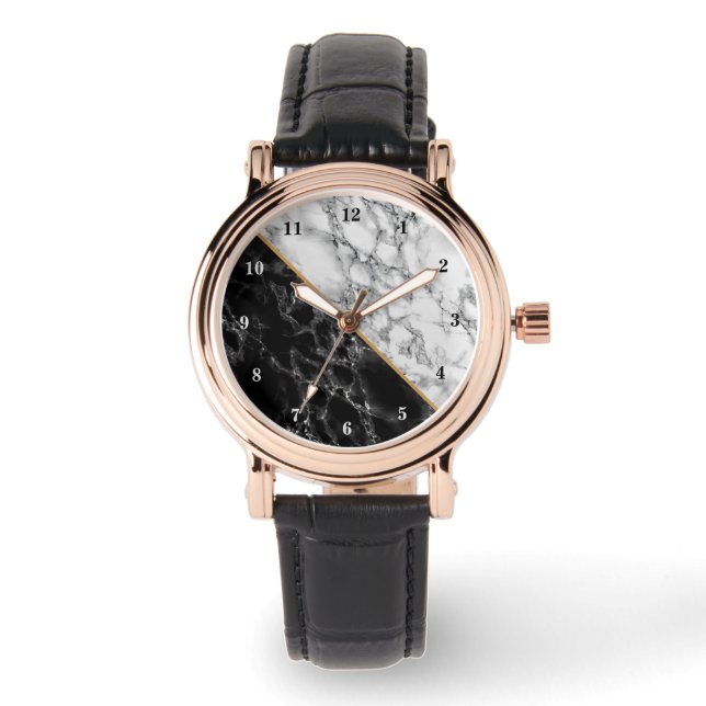 Relógio White Marble Stone Watch preto (Frente)