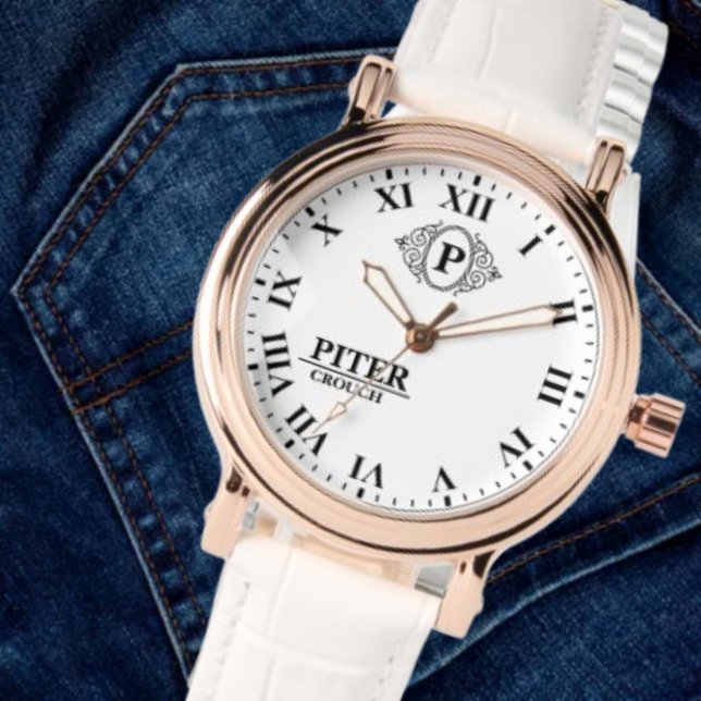 Relógio White Roman Numerals  Monogram Classic Luxury (Criador carregado)