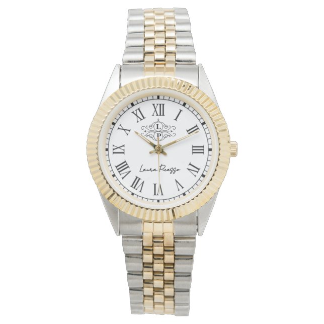 Relógio White Roman NumeralsSignature Elegant Gift (Frente)
