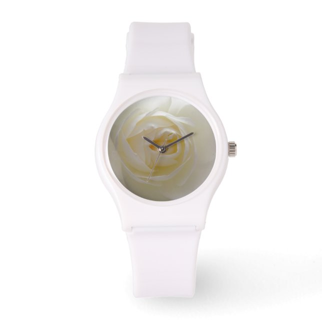 Relógio White Rose Watch Romântico Rosa Wrist Watts (Frente)