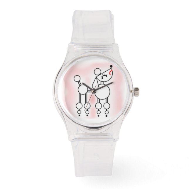 Relógio White Toy Poodle Girly Pink Watch (Frente)