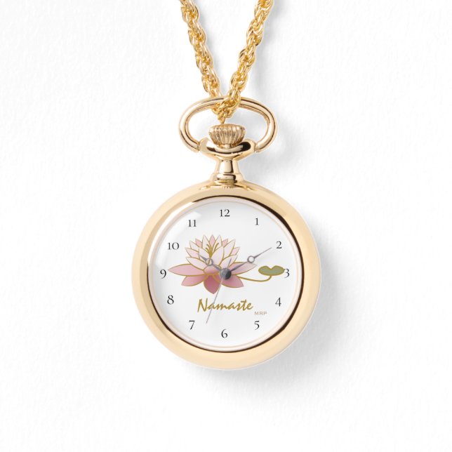 Relógio *~* White Zen Namaste Pink Lotus Flower Espiritual (Frente)