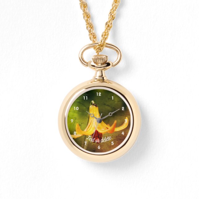 Relógio Wild Canada Lily Com Abstrato de Insetos Personali (Frente)