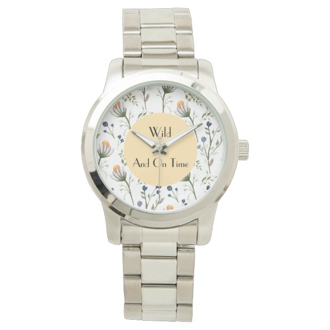 Relógio Wild & On Time – Watercolor Wildflower Wall Clock (Frente)
